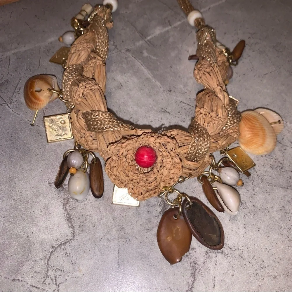 Vintage Unique Woven Vintage Handmade Choker Charm Necklace Maximalism Art Rare